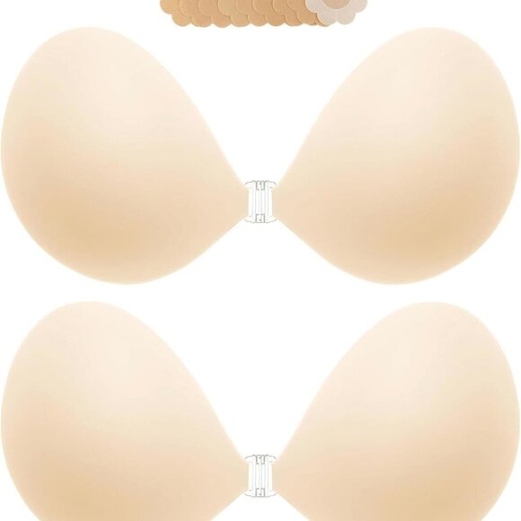 Adhesive Seamless Sticky Bra Ultra-Thin Push up Strapless Invisible Bra Solid Si - Picture 1 of 6